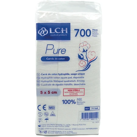 Carrés de coton 5 x 5cm LCH Pure - Sachet de 700